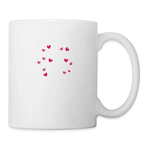Pluie de Cœurs Rouges sur Mug blanc