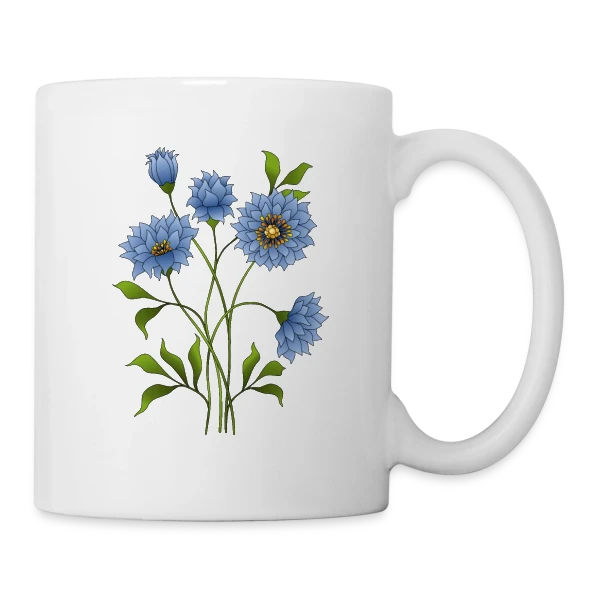 Éclat Floral Bleu sur Mug blanc