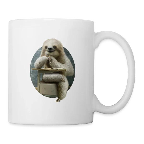 Paresseux Studieux en Classe sur Mug blanc