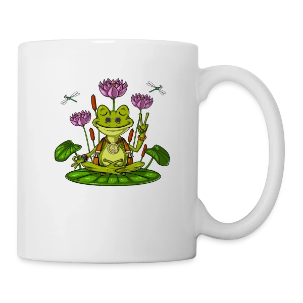 Grenouille Zen Hippie sur Mug blanc