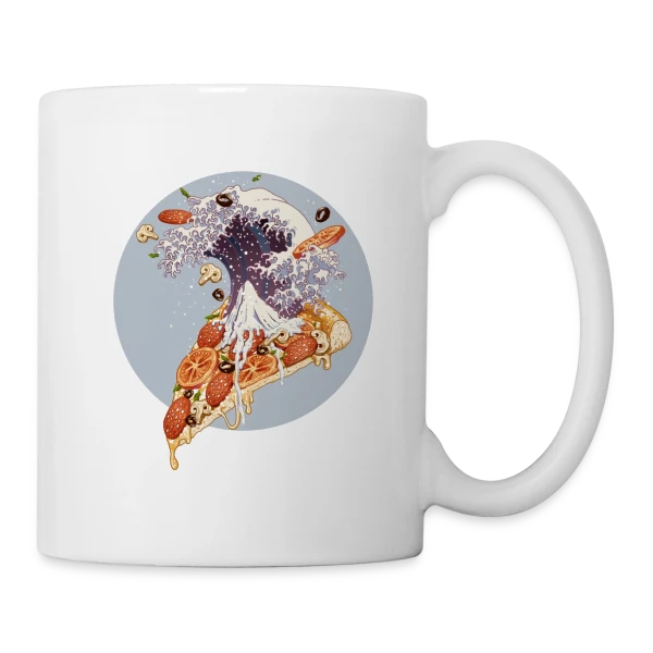 La Grande Vague de Pizza Kanagawa sur Mug blanc