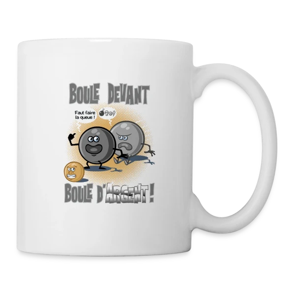 Boule devant boule d'argent - Pétanque sur Mug blanc