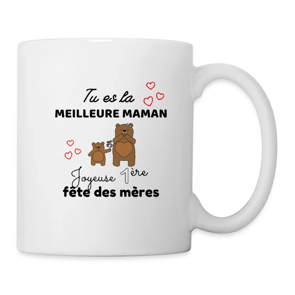 Bébé Ma Première Fête des Mères : Meilleure Maman Ours sur Mug blanc
