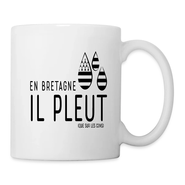 Bretagne Pluie Humour sur Mug blanc