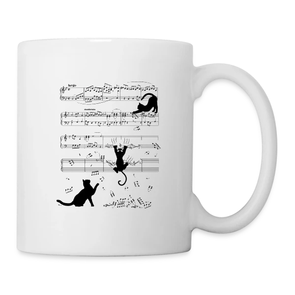 Chats Musiciens Partitions sur Mug blanc