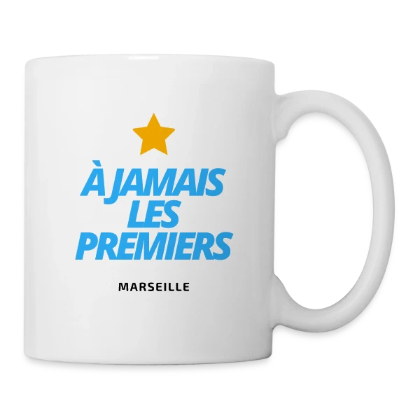 OM À Jamais Les Premiers (Bleu) sur Mug blanc