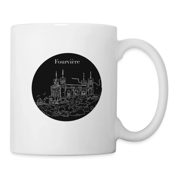 Basilique Fourvière Nuit sur Mug blanc