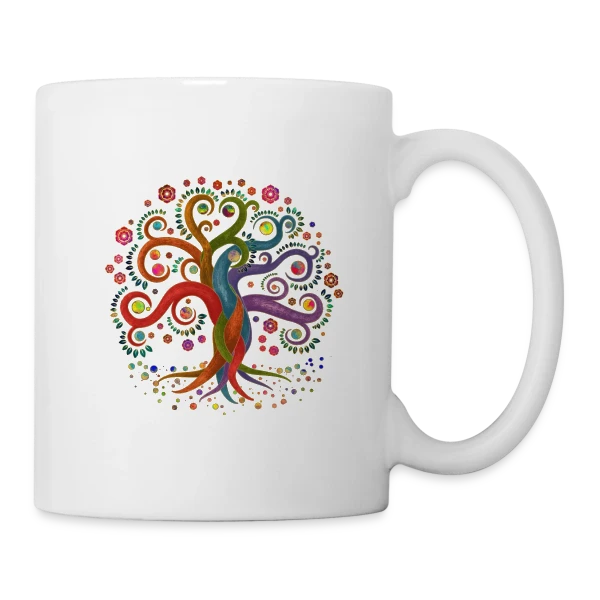 Arbre de Vie Yggdrasil Aquarelle sur Mug blanc
