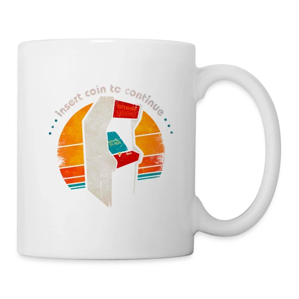 Arcade Rétro Années 80 : Insert Coin to Continue sur Mug blanc