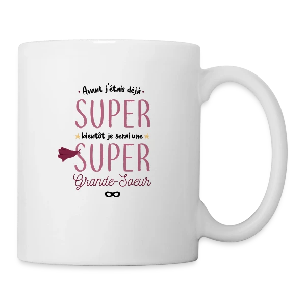 Bientôt Grande Sœur Super Héros sur Mug blanc