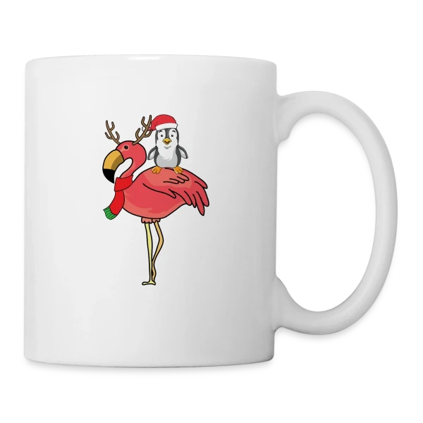Flamant Rose Noël Renne sur Mug blanc