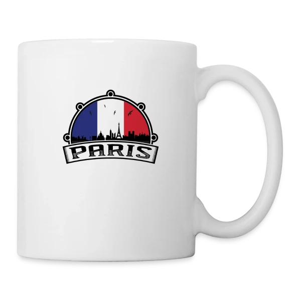 Paris Skyline Drapeau Français sur Mug blanc