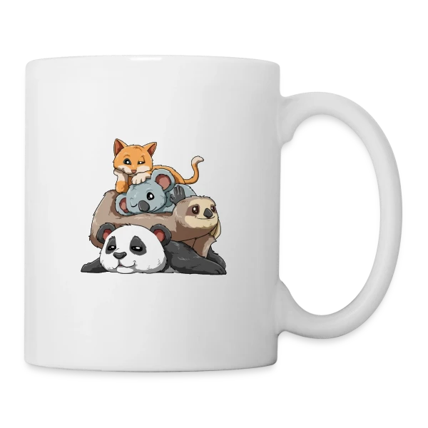 Pile d'Animaux Fainéants sur Mug blanc