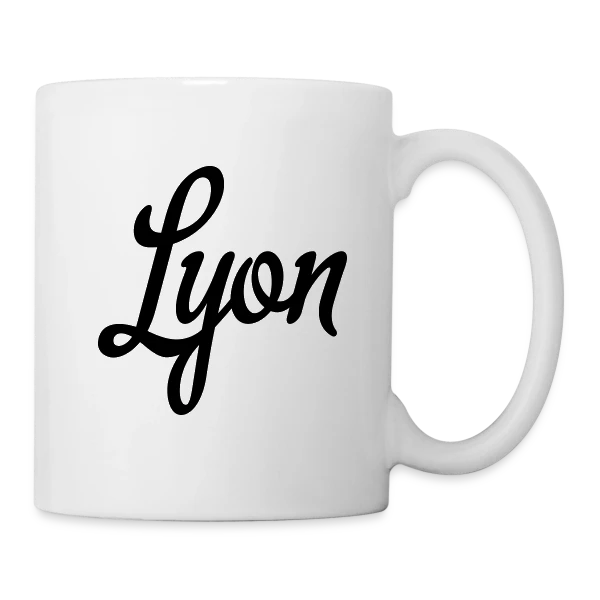 Lyon Calligraphie Élégante sur Mug blanc