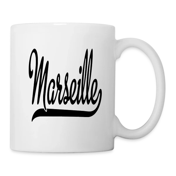 Marseille Calligraphie Élégante sur Mug blanc