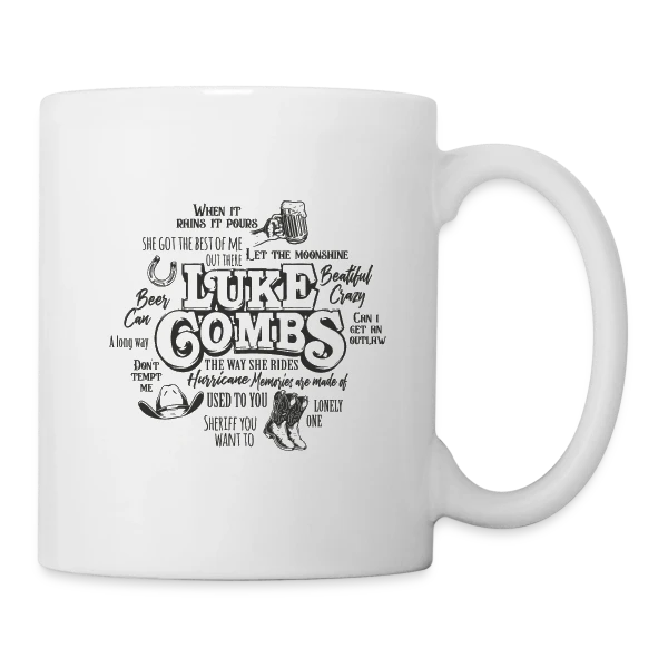 Luke Combs Chansons Country sur Mug blanc