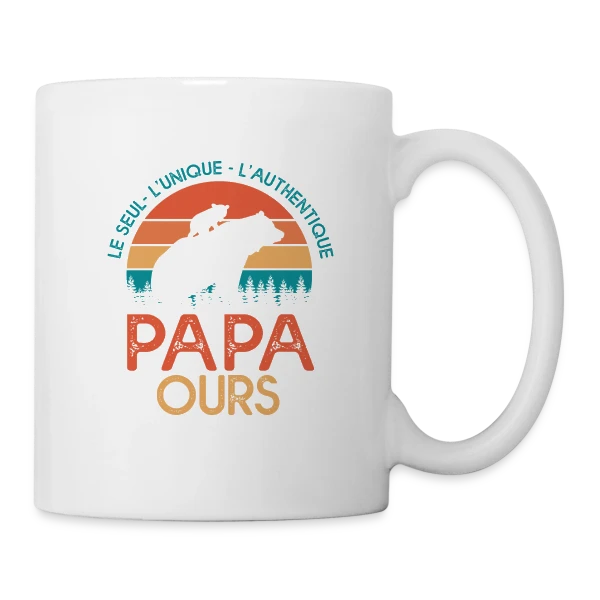 Papa Ours - Le Cadeau Original pour la Fête des Pères sur Mug blanc