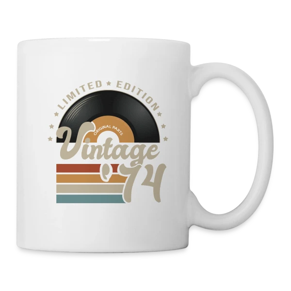 Vinyle Vintage 1974 – Anniversaire 49 ans sur Mug blanc