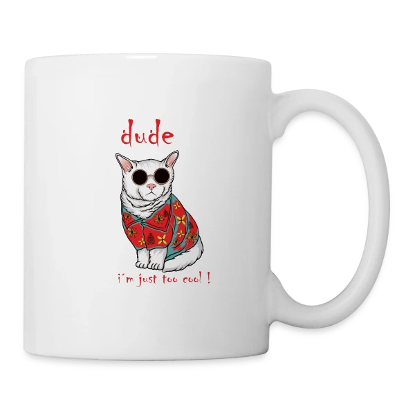 Chat Cool Hawaïen sur Mug blanc