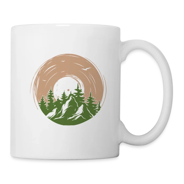 Vinyle Nature Aventure Montagne sur Mug blanc