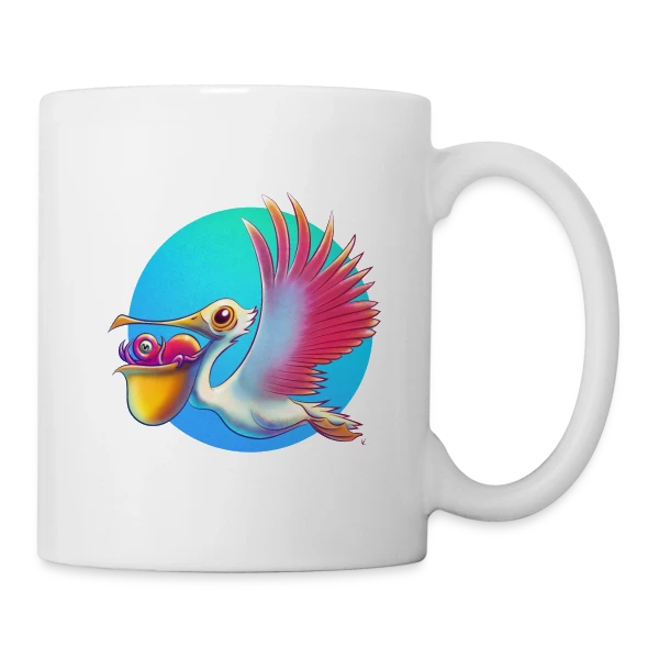 Pélican Livreur de Bébés Poulpes sur Mug blanc