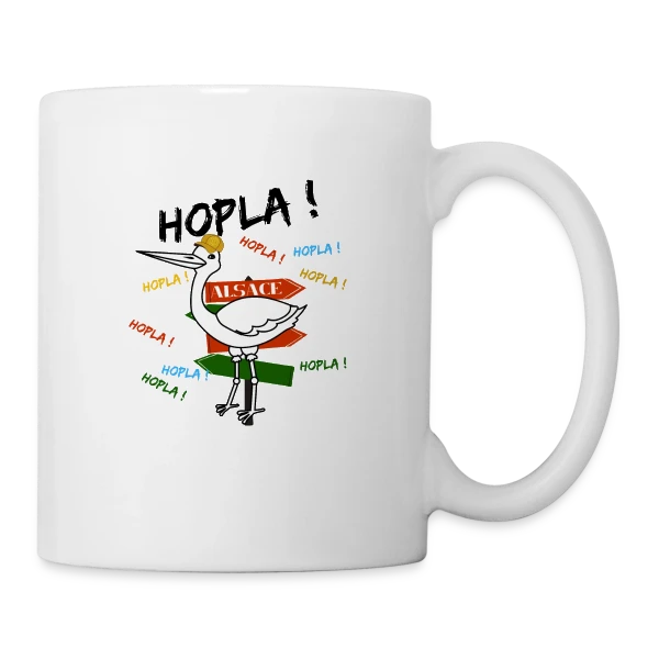 Cigogne Hopla Alsace sur Mug blanc