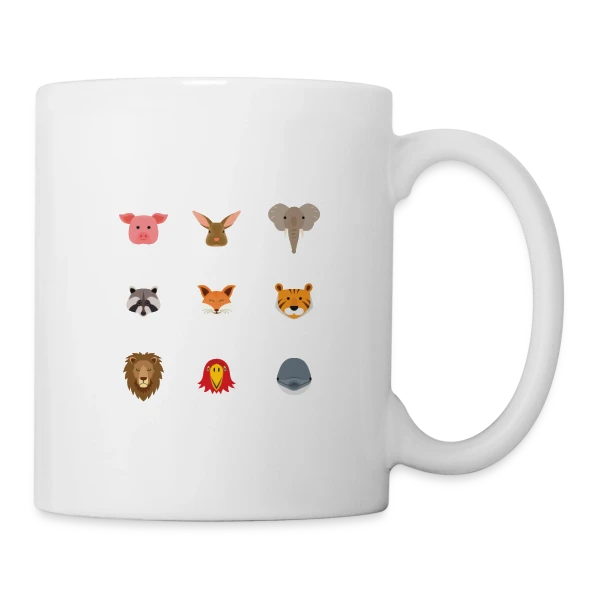 Têtes d'Animaux Adorables sur Mug blanc