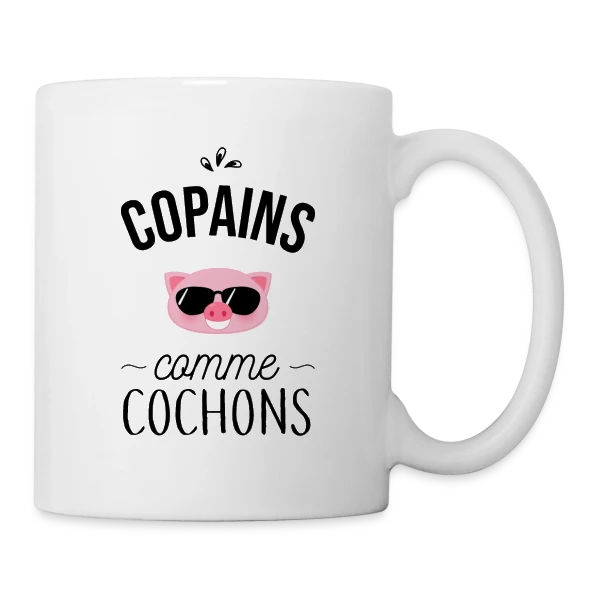 Copains comme Cochons - Duo d'Amis sur Mug blanc