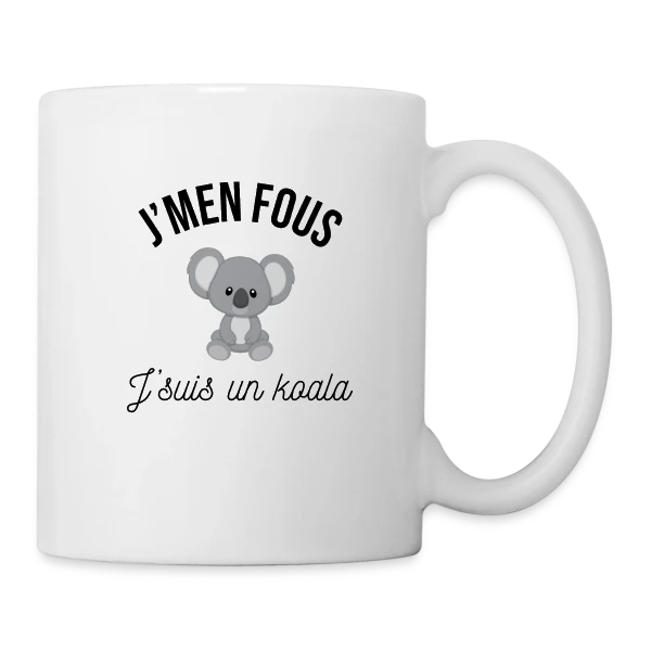 "J'm'en Fous, J'suis un Koala" - Humour Décontracté sur Mug blanc