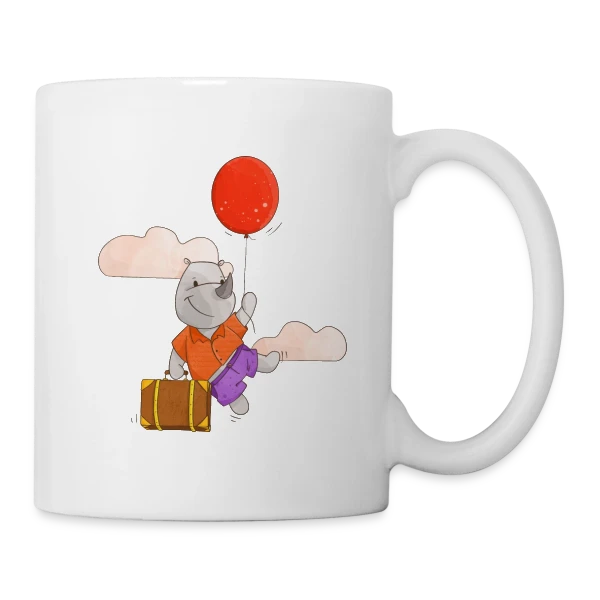 Rhinocéros Volant Ballon sur Mug blanc