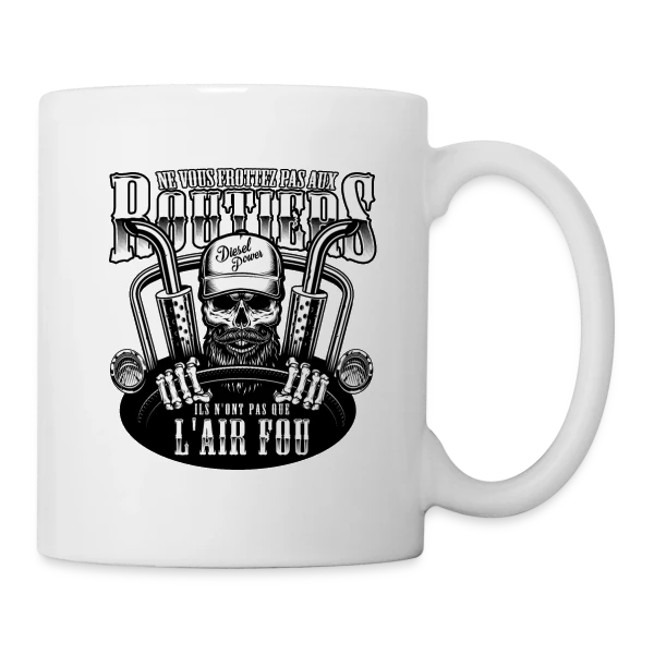 Attention aux Routiers - Humour du Bitume sur Mug blanc