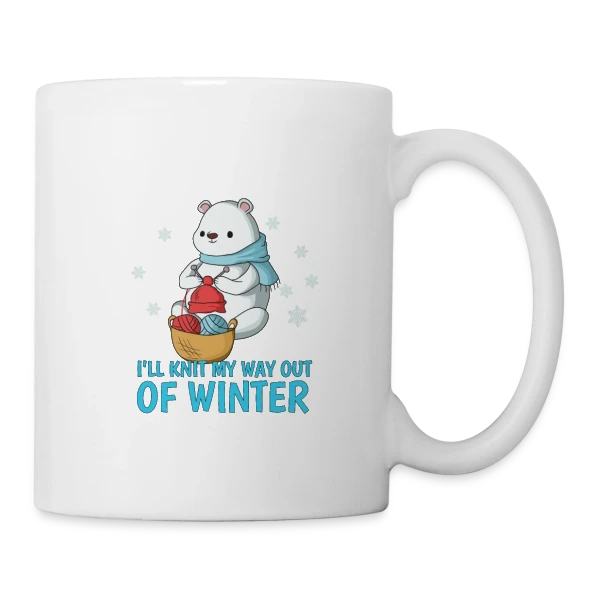 Ours Polaire Tricote l'Hiver sur Mug blanc