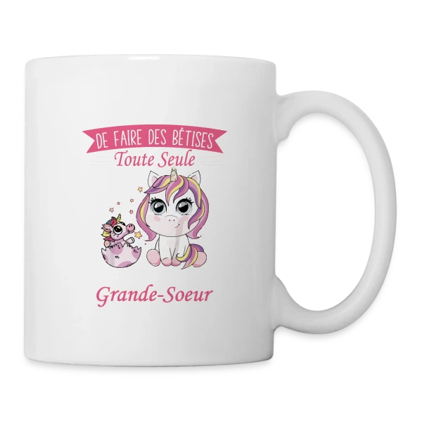 Future Grande Sœur Licorne sur Mug blanc