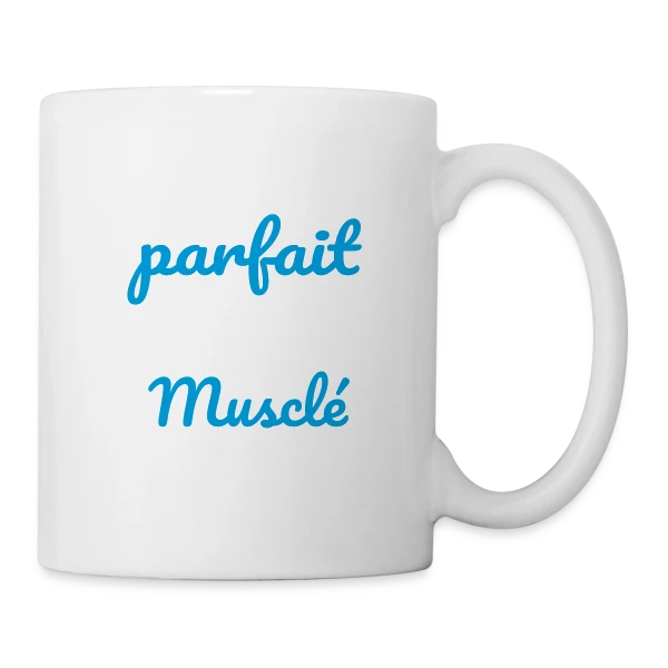 Musculation : Pas Parfait, Mais Musclé ! Humour Fitness sur Mug blanc