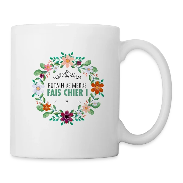 Coup de Gueule Fleuri sur Mug blanc