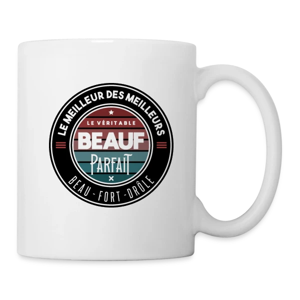 Le Véritable Beauf Parfait : Le T-shirt Humour Homme sur Mug blanc