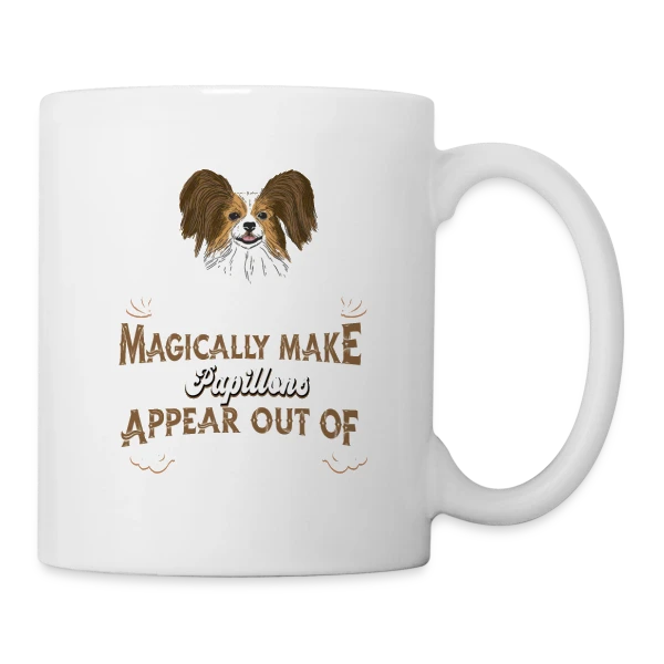Chien Papillon Magique sur Mug blanc