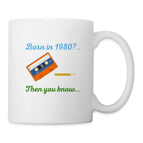 Né en 1980 Cassette sur Mug blanc