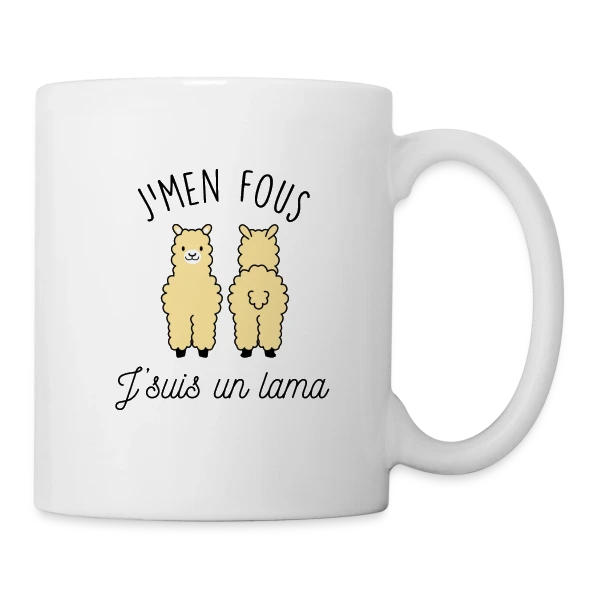 "J'men fous j'suis un lama" - Humour Décalé sur Mug blanc