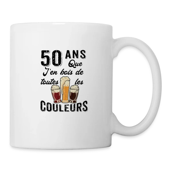 50 Ans Toutes les Couleurs de Bière sur Mug blanc