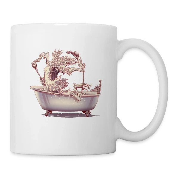 L'Étrange Bain de Kanagawa sur Mug blanc
