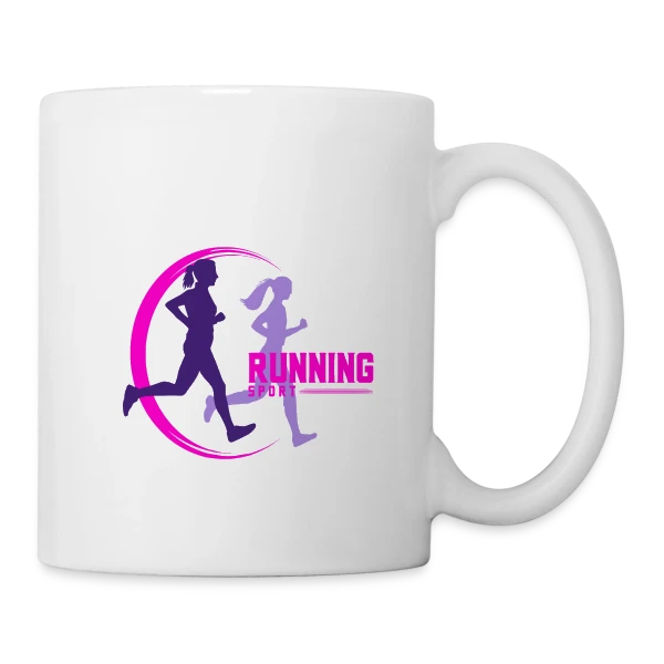 Running : Deux Filles en Pleine Course sur Mug blanc
