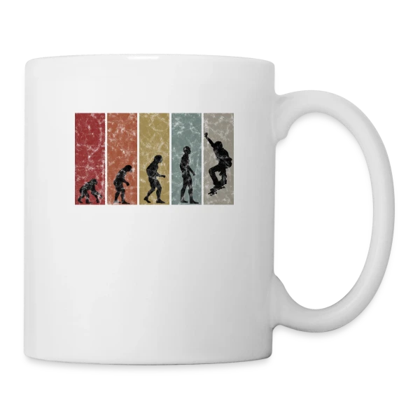 Évolution Rétro Skateboarder sur Mug blanc