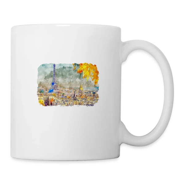 Paris Aquarelle Automnale sur Mug blanc