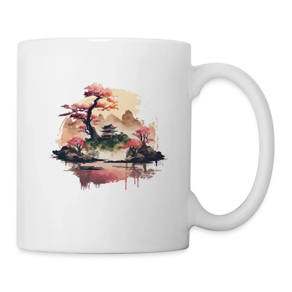 Paysage Japonais Onirique sur Mug blanc