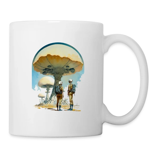 Astro-Champignons 70s Sci-Fi Spatial sur Mug blanc
