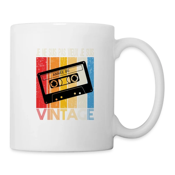 Cassette Années 80 Vintage sur Mug blanc