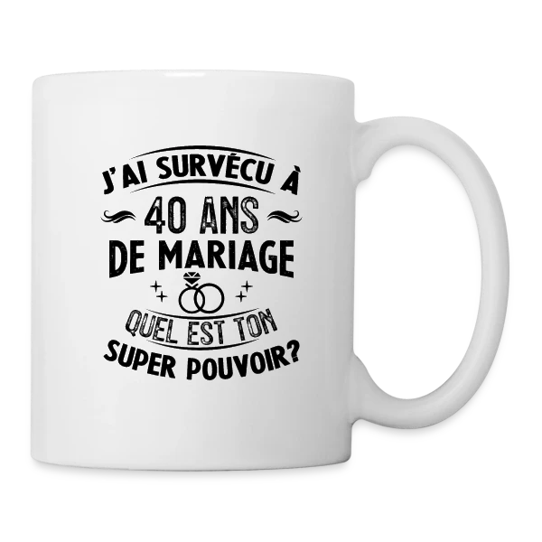 Noces de Rubis : Mon Super Pouvoir sur Mug blanc