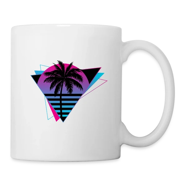 Palmier Rétro Synthwave sur Mug blanc