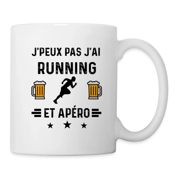 Je Peux Pas J'ai Running Apéro sur Mug blanc